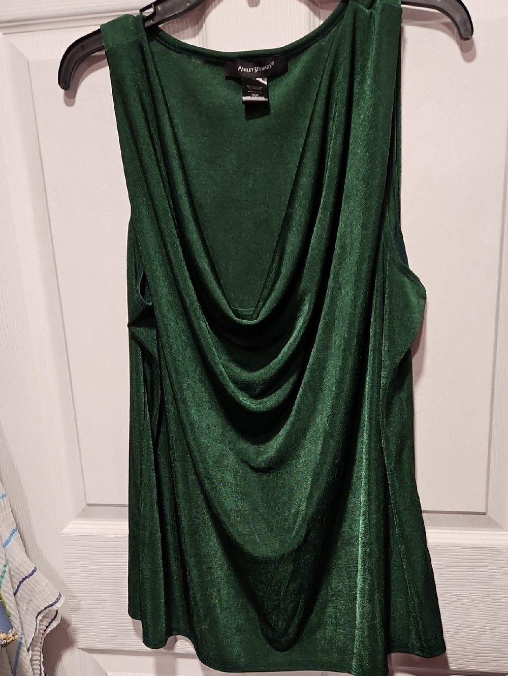 Ashley Stewart Emerald Green Stretch Top with Subtle Sheen